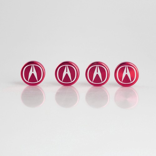 Laser Etched Red Aluminum Acura License Plate Frame Bolts Fastener Screws Cap - Picture 3 of 6