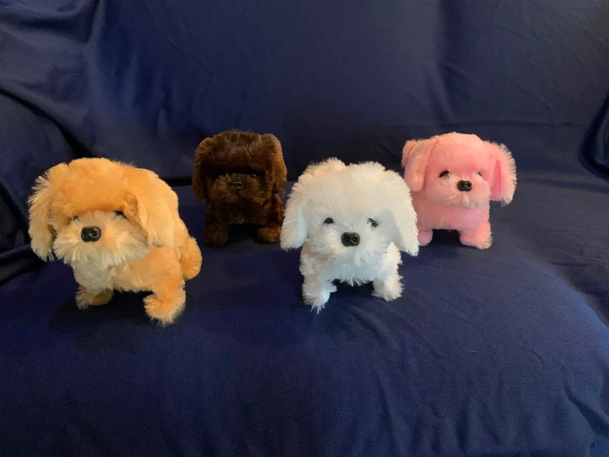 Toy dog Yorkie walks wags barks life like puppy size fuzzy fun