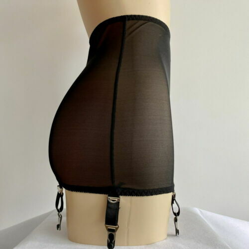 Damen 6 Riemen durchsichtig Netz Strumpfband Gürtel hochtailliert Spitze Rand Rock Retro Gürtel - Bild 11 von 12