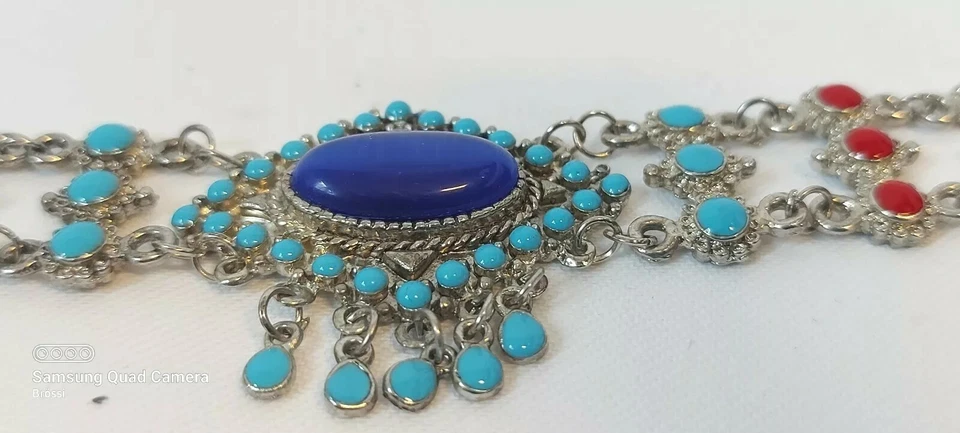 Armband Türkis/Rot Armkette Brasselet Blauer Glasstein - Bild 4 von 4