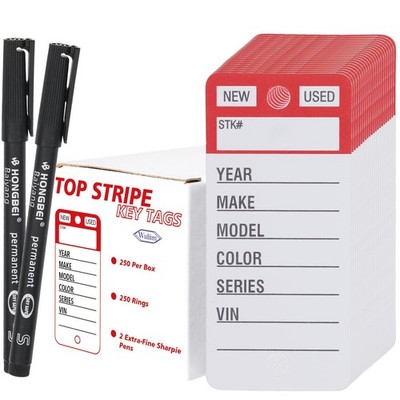 Vinyl Poly Car Key Tags 250 Pcs with 250 Split Rings & 2 Markers, Heavy-Duty ...