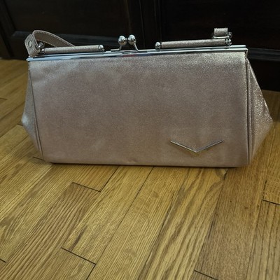 Lux de Ville Cream Glitter Sparkle Viva Kiss Lock Purse Shoulder Bag-vintage