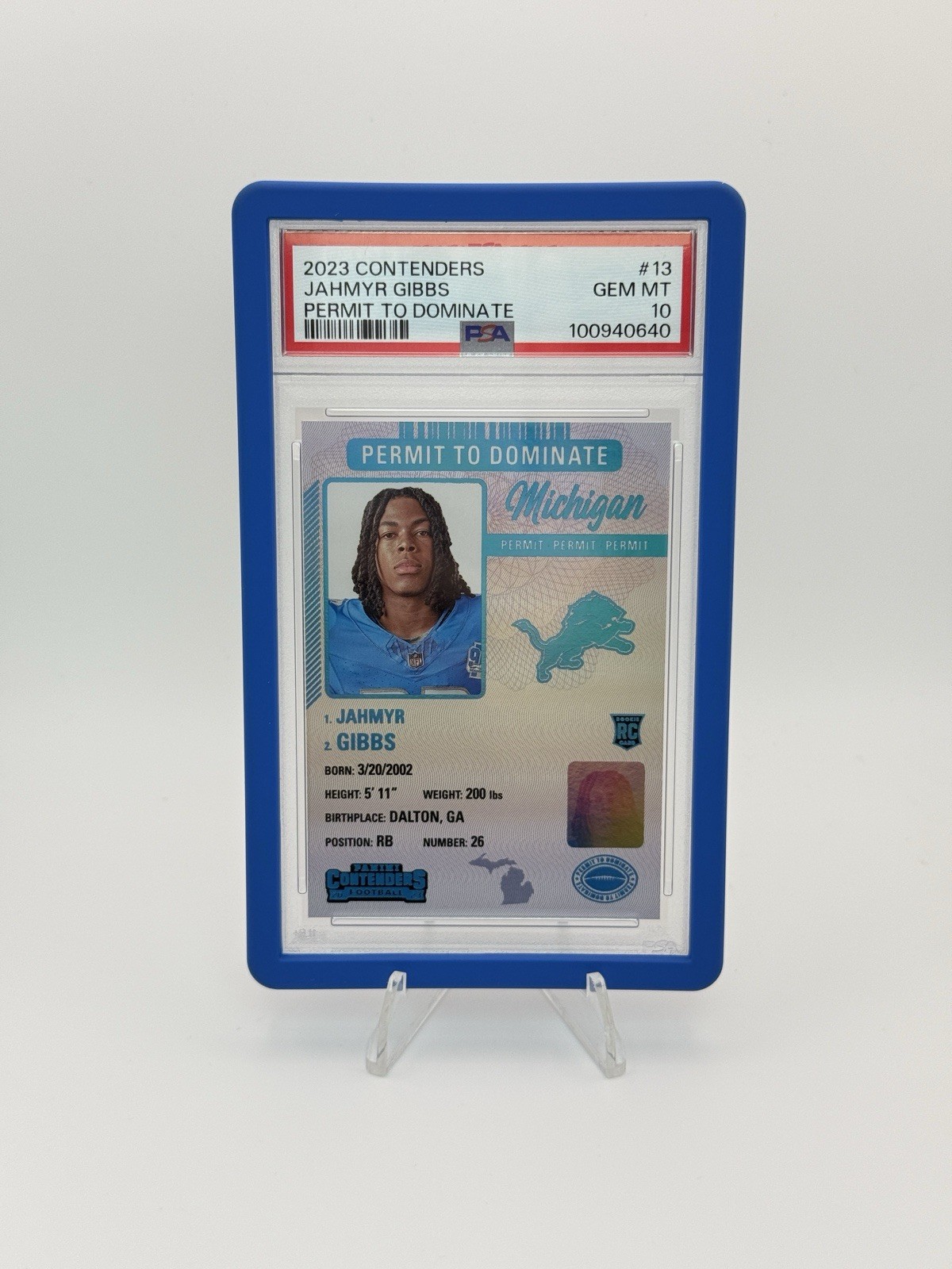Jahmyr Gibbs Panini Contenders Permit to Dominate #13 Base