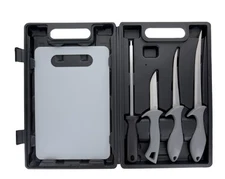 5-Piece Fish Fillet Knife Kit including Cutting Board & Sharpening Steel in a