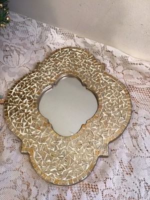 Gold Stained Glass Mosaic Wall Hanging Mirror - Home Decor Design