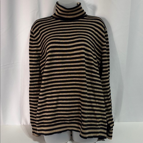 Ralph Lauren Rollkragenpullover gestreift Gr. 3XL gold metallic & schwarz Streifen - Bild 1 von 7