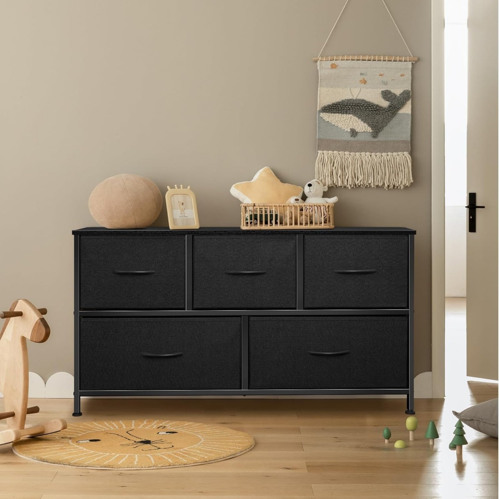 Dresser for Bedroom with 5 Drawers Storage Drawers Organizer Unit Black