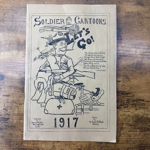1917 WWI "Soldier Cartoons: Let's Go!" – Original Military Humor Book