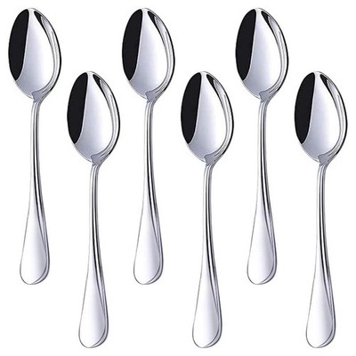 Dinner Spoon Set Of 6 Large Teaspoons 6.7 Inches Stainless Steel Metal Spoons De
