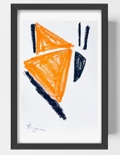 GUAJARDO Original Expressionism Geometric Butterfly 9X6 Paper Signed Art