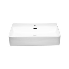Waschbecken Keramik H&auml;ngewaschbecken 600 x 420 x 130 mm wei&szlig; Komplettset