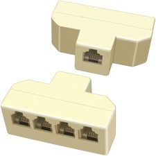 NECABLES 2Pack Phone Splitter 4 Way Telephone Adapter RJ11 6P4C 1 Ivory