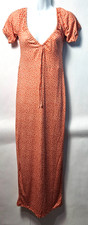 Nasty Gal Maxi Dress Size 8 UK Orange White Maxi Floral Print Tea Dress