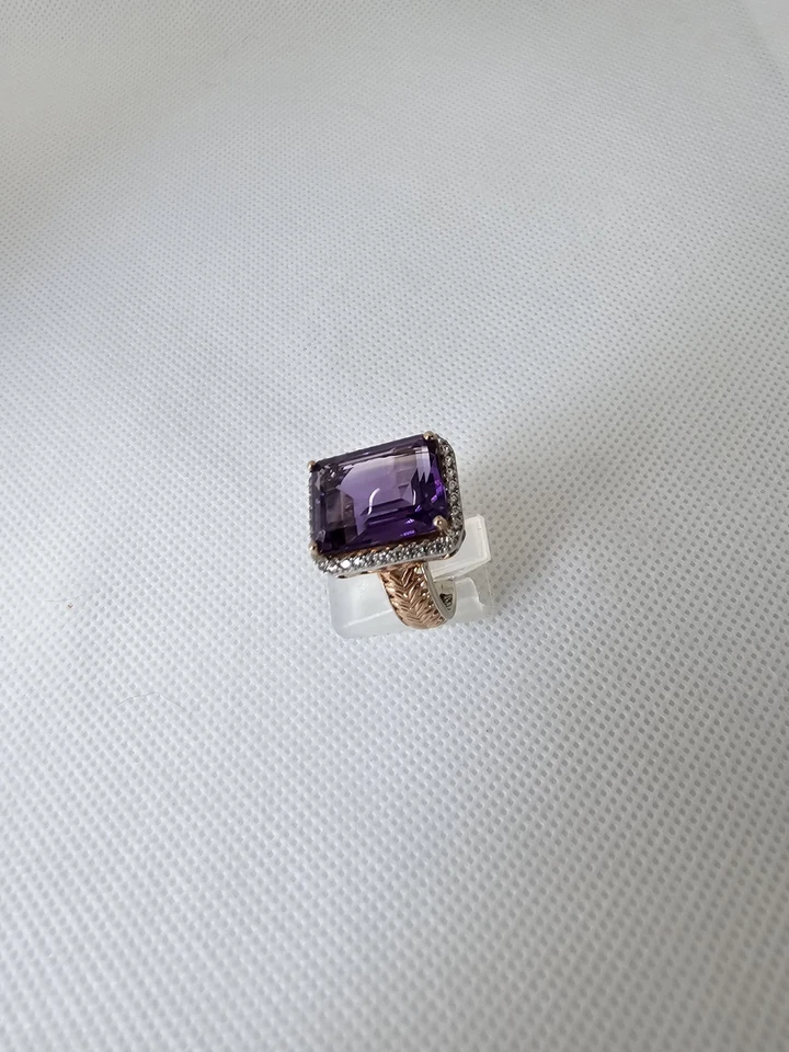 Anillo Gems En Vogue Amatista Paladio Plata de Ley Oro Rosa 24k Talla 8 Foto 4 de 4