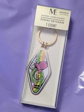Aquarius Zodiac Keychain Gold Color w/ Charm Modern Expressions