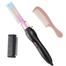 Hot Comb Portable Anti-Scald Ceramic Hair Straightening and Curling Brush Multi