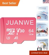 Fast 64GB MicroSDXC Card, Stylish Pink Design Perfect for 4K UHD Recording