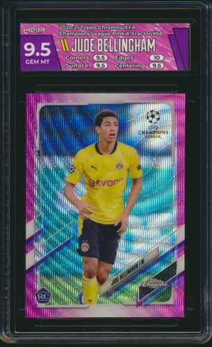 2020-21 Topps Chrome Jude Bellingham RC Pink Wave Xfractor #68 HGA 9.5 Gem Mint
