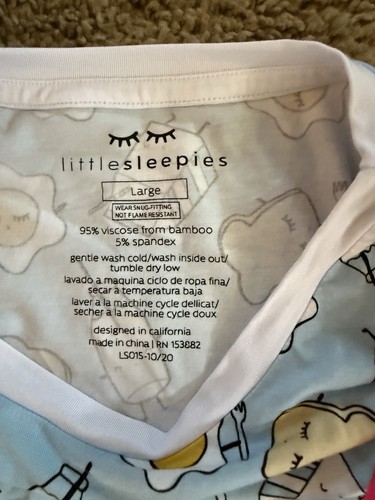 Little Sleepies PJ Top Herren Größe Large Damen Schlafshirt Breakfast Buddies Neu mit Etikett - Bild 7 von 7