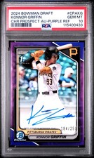 2024 Bowman Chrome Konnor Griffin Auto #184/250 PSA 10 True Purple Refractor