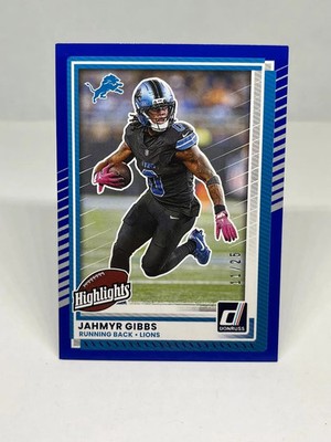 Jahmyr Gibbs 2025 Donruss Rookies & Highlights Blue /25 Lions #DRH-96