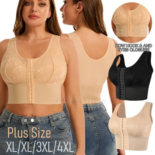 Women Front Closure Posture Corrector Bra Wireless Back Support Lift Up Yoga Bra