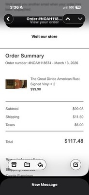 Noah Kahan   The Great Divide: American Rust Signed Vinyl Presale Sold Out MINT