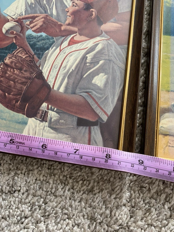 Lote De Colección De 2 Impresiones De Béisbol James Bama Enmarcadas Bonito Going Fella & That’s the Way Foto 4 de 4