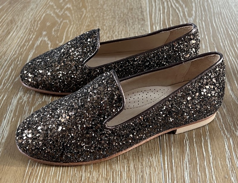 Luisa And Ernesto Girls Glitter Smoking Flats Size EURO 31/US 13 NIB Italy!