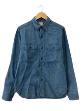 HERCULES Long Sleeve Shirt, Large, Cotton, Blue, Solid Color