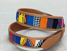 vintage SERAPE indian print BELT fabric 30 leather NATIVE AMERICAN handcrafted
