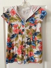 Wonder Nation Girls Flowers Hoodie Full Zip Short Sleeve Dress Top 7/8 years