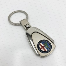 Portachiavi Alfa Romeo metallo cromato logo blu auto gadget regalo elegante