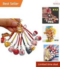 12PCS Japanese Lucky Maneki Neko Keychains Fortune Wealth Good Health Decor