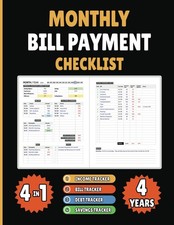 Monthly Bill Payment Checklist: Bill Organizer Notebook and Budget Planner for 4