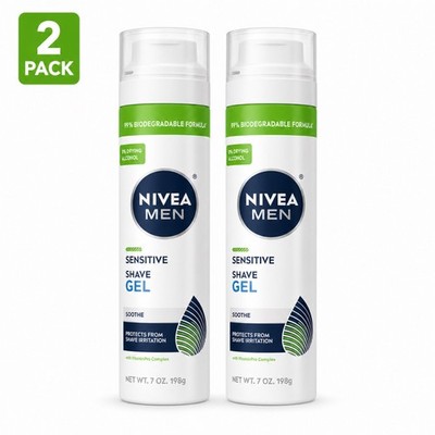 Nivea Men Sensitive Shave Gel 2 Pack 7oz Protects Irritation No Alcohol