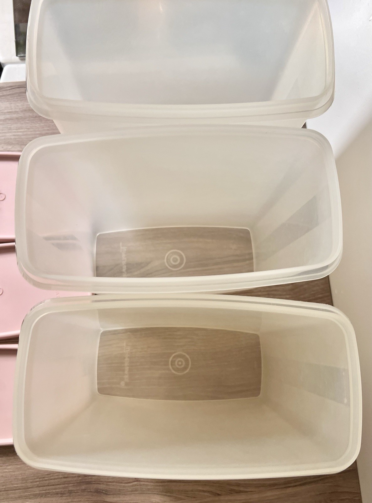 Set 3 Tupperware Cereal Keeper 1588 -3 - 20 Cup Container Pink Flip Lid 1590 -1