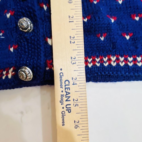 Suéter Vintage Lanz Salzburg Mujer Grande Tejido Azul Fair Isle Cárdigan Austria - Imagen 7 de 7