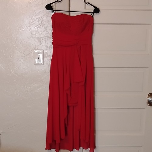 Vintage La Scala U.S.A Strapless Sweetheart Lace A-Line Maxi Dress Red Size S/M