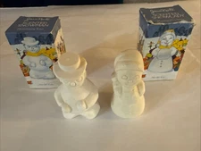 Vintage Jean Nate Scented Snowman & Snowlady Soap Opened In Original Box