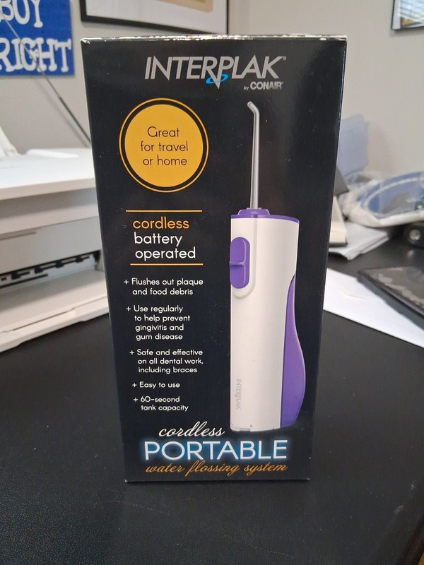 Interplak Cordless Portable Water Flossing System W /Two Water Jet Tips NIB