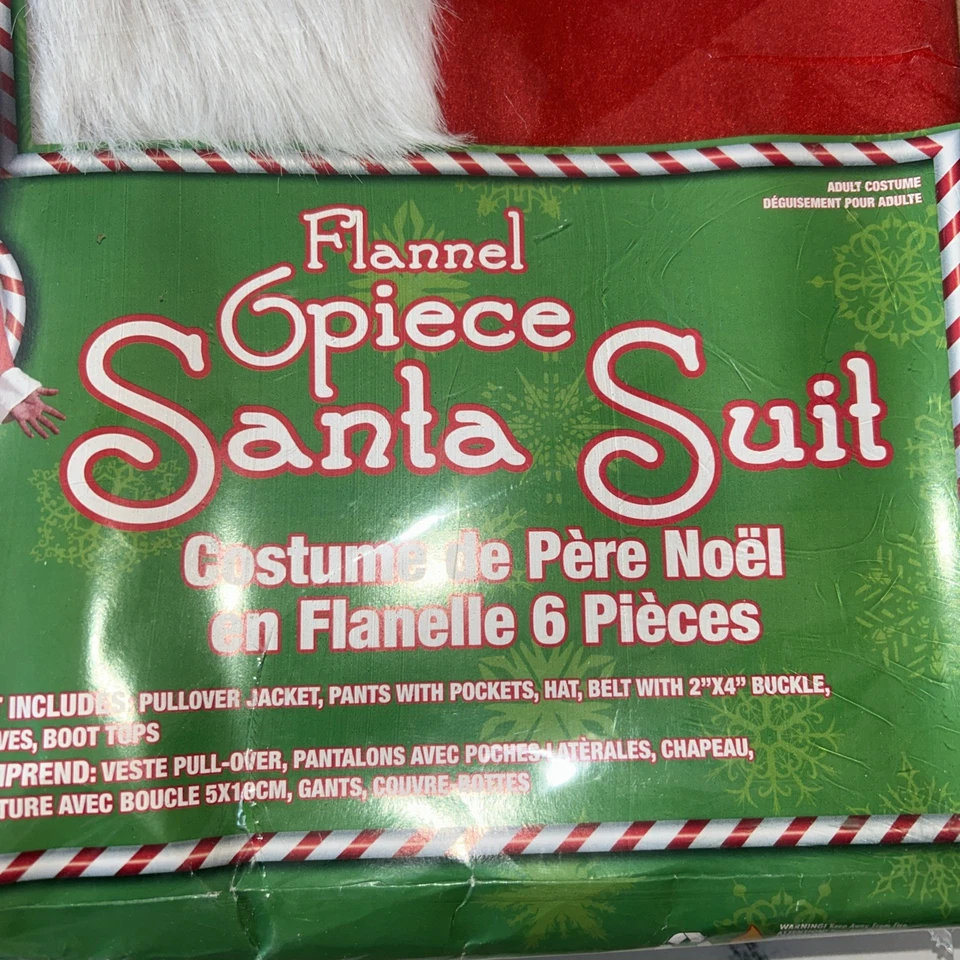 Conjunto de traje de Papá Noel de colección tamaño estándar 40-48 franela 6 piezas nuevo en caja Navidad poli/acrílico Foto 2 de 4