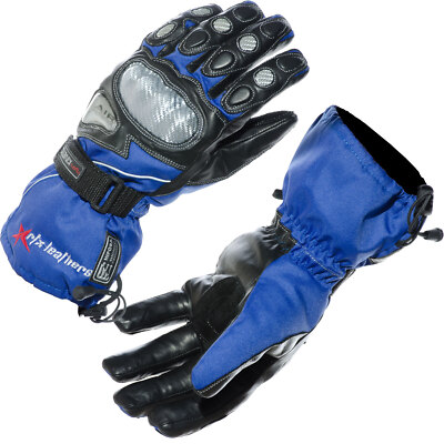 BLAUE Hydro Kinetic Thermo Wind & Wasserdicht Leder & Cordura Motorradhandschuhe