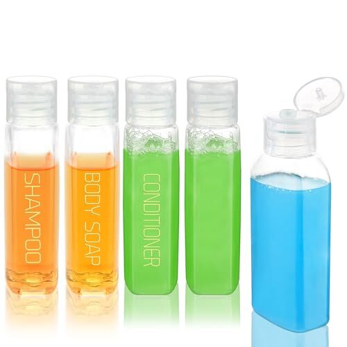Travel Bottles for Toiletries Plastic Squeeze Bottles 5pcs 2 oz TSA Approved ... - Picture 1 of 6