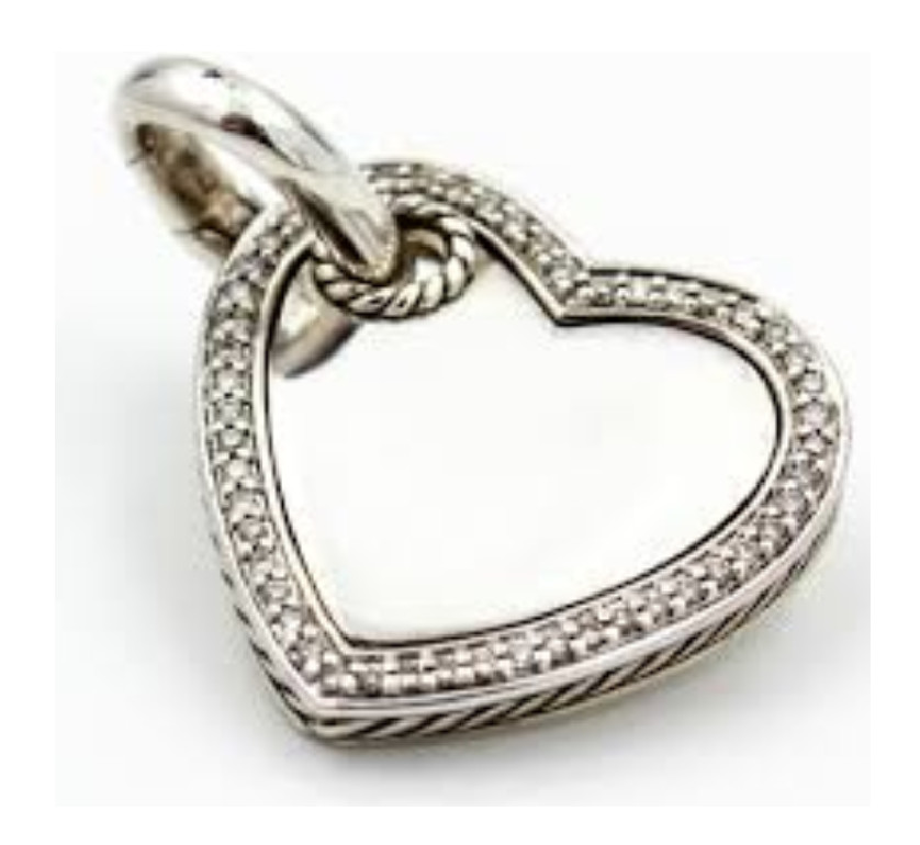 DAVID YURMAN 925 Sterling Silver Pave Diamonds Cable Heart Pendant Necklace