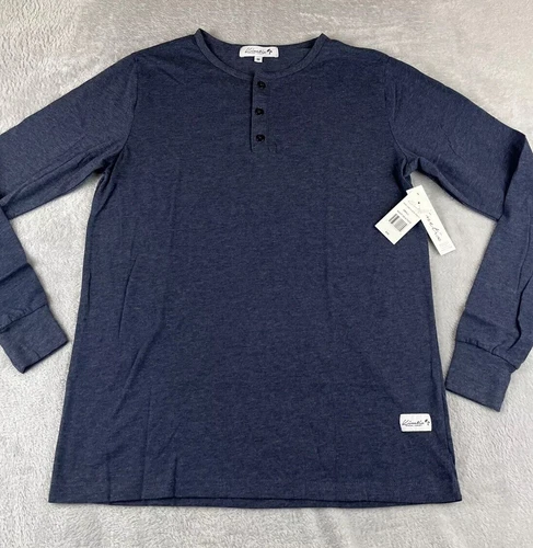 Kinetix Mens Navy Blue heather henley long Sleeve shirt size small video thumbnail