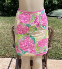 LILLY PULIZTER MULTI COLOR FLOWER PRINT SEMI WRAP CASUAL SKIRT Sz 2
