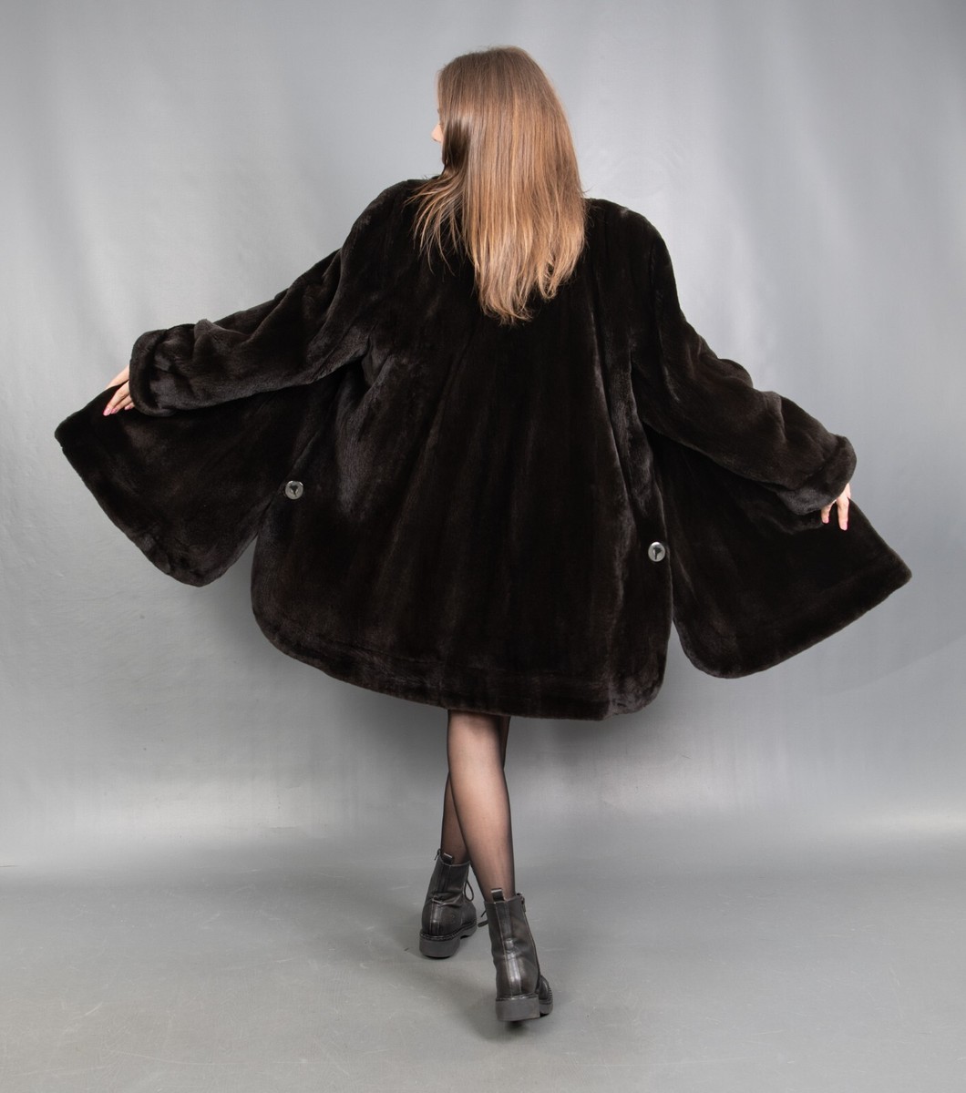 5202 NEW GLAMOROUS REAL SHEARED MINK COAT FUR JACKET SWINGER BEAUTIFUL SIZE  L
