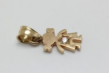 VINTAGE 14k GOLD BABY GIRL KID CHARM CHILD PENDANT CZ STONE
