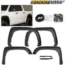 Fit For 2014-2020 Toyota Tundra Pocket Rivet Wheel Fender Flares Black 4PCS